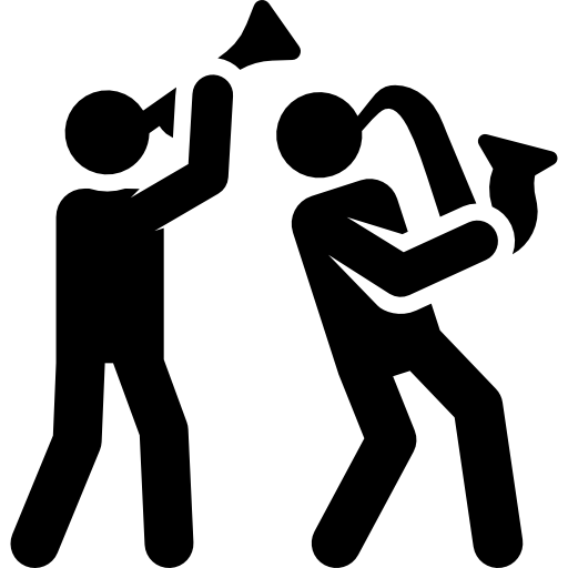 Joueurs rompette et saxophone